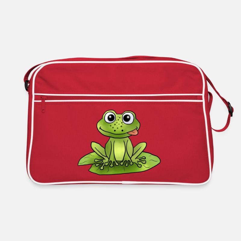 Frosch auf Seerose - Retro Tasche - Rot/Weiß