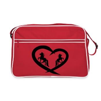 Cœur de cheval islandais, amour du cheval islandais - Sac Retro - rouge/blanc - Devant