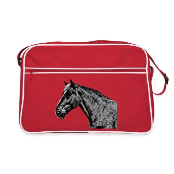Tête de cheval cheval club d'équitation Dresurpferd - Sac Retro - rouge/blanc - Devant