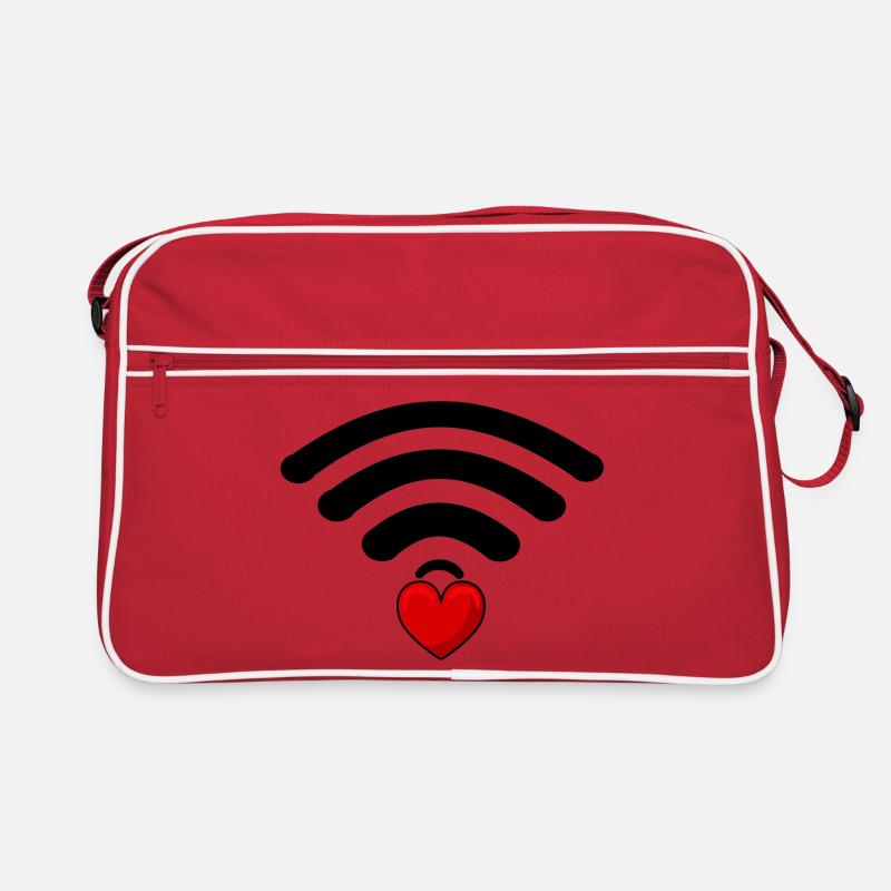 Schwarzer und roter WiFi-Kern Retro Tasche