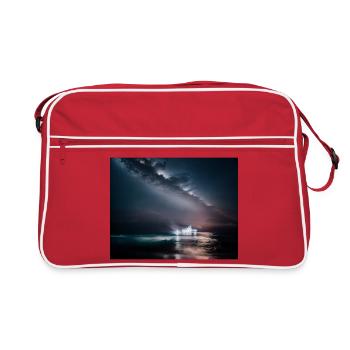 Shiff bei Nacht - Retro Tasche - Rot/Weiß - Vorne