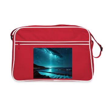Water Night Blue Light Play Sea - Retro Bag - red/white - Front