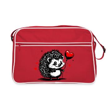 Igel mit Herz Luftballon - Heartful Creatures - Retro Tasche - Rot/Weiß - Vorne