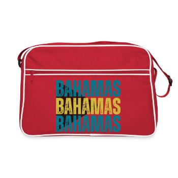 Bahamas-Flagge, ich liebe die Bahamas - Retro Tasche - Rot/Weiß - Vorne