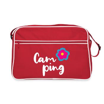Camping Fleur Camper Vacances Hobby Fan Amour Amour - Sac Retro - rouge/blanc - Devant