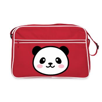 Visage de Panda Kawaii - Sac Retro - rouge/blanc - Devant