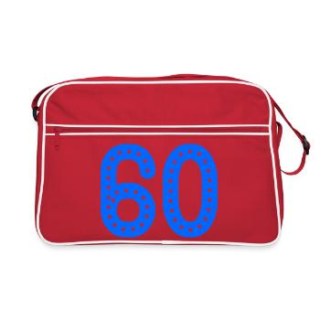 60. 60 YEARS. 60th ANNIVERSARY. 60TH BIRTHDAY. - Retro Bag - red/white - Front