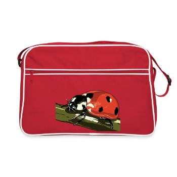 Ladybug on plant stem - Retro Bag - red/white - Front