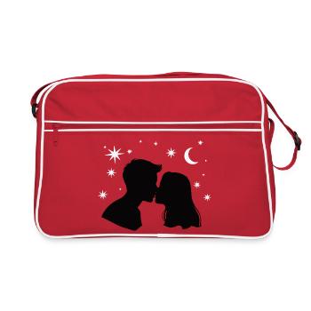 Silhouette de baiser au clair de lune - Sac Retro - rouge/blanc - Devant
