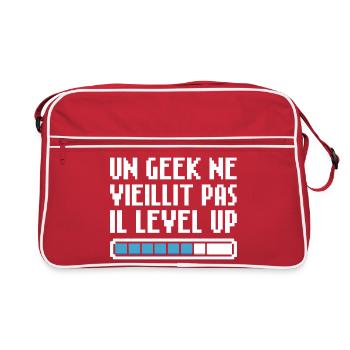 Un geek ne vieillit pas, il level up Gaming Retro - Sac Retro - rouge/blanc - Devant