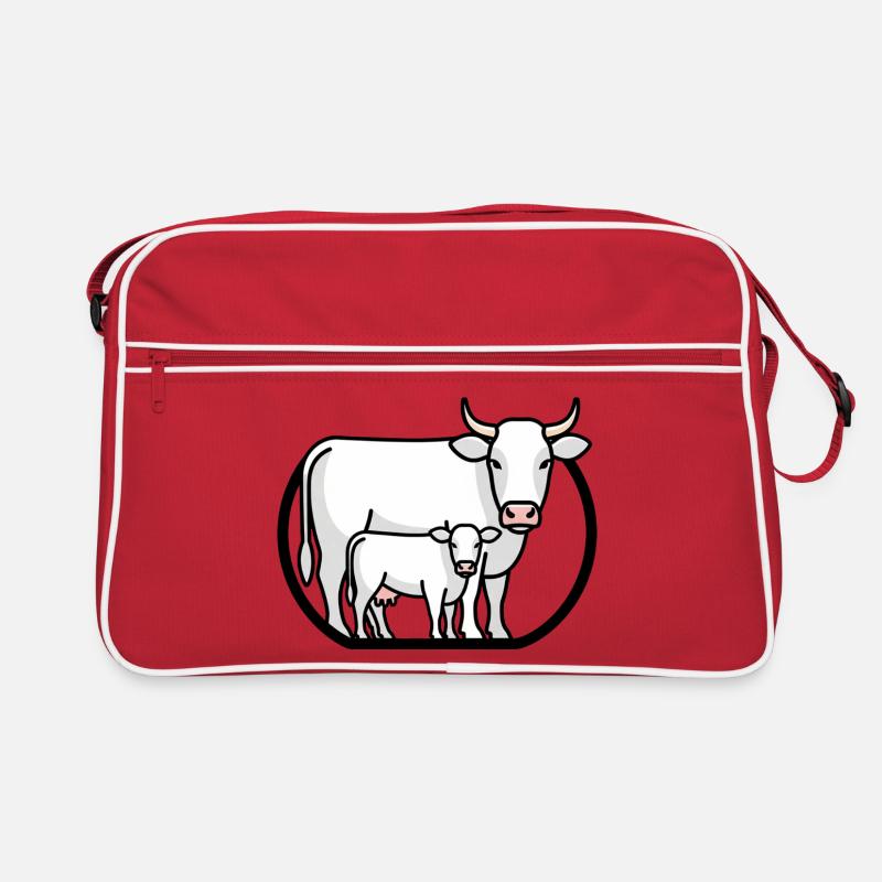 Vache avec veau – Art fermier minimaliste Sac Retro