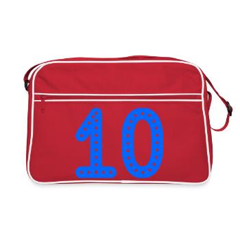 10. 10 ANS. 10e ANNIVERSAIRE. ANNIVERSAIRE 10 ANS. - Sac Retro - rouge/blanc - Devant