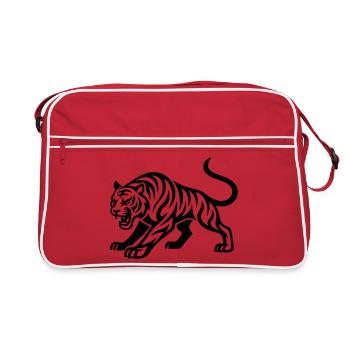Dunkler Tiger Silhouette - Retro Tasche - Rot/Weiß - Vorne