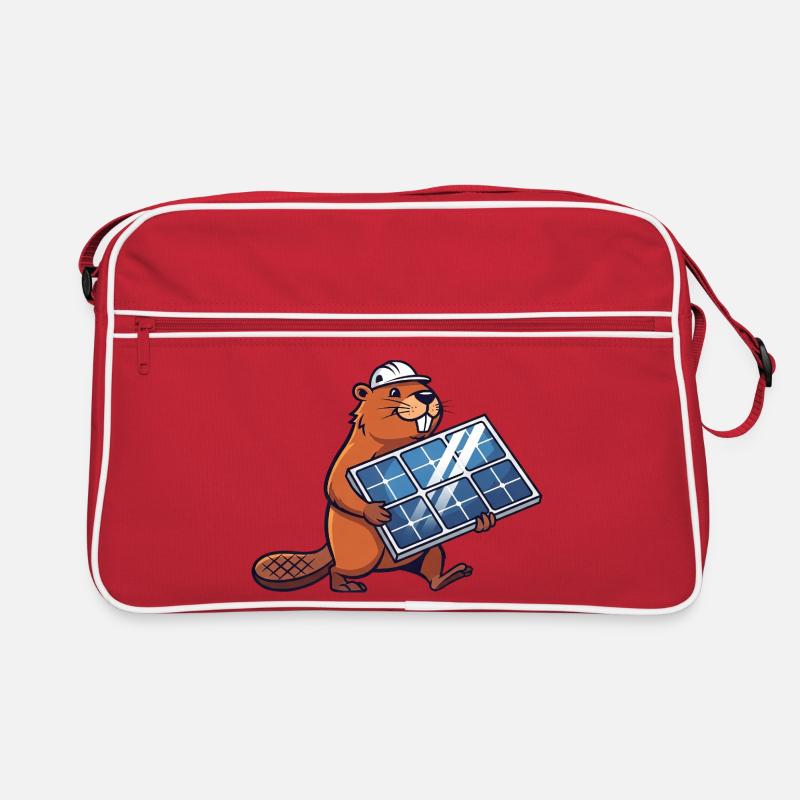 Beaver Installer Solar Panel Engineer Cartoon Retro Bag