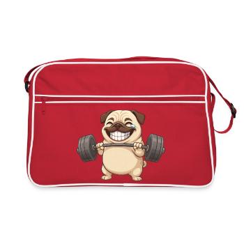 Carlin avec haltères Bodybuilder d’entraînement de fitness - Sac Retro - rouge/blanc - Devant