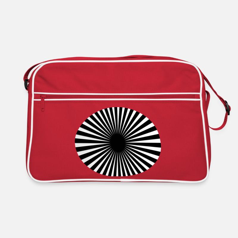 Black and white circular spokes Retro Bag