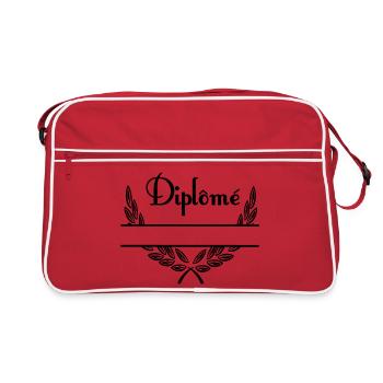 Diplôme en couronne de laurier avec espace de noms - Sac Retro - rouge/blanc - Devant