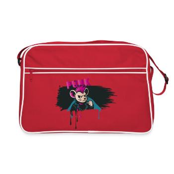 Punk Mouse with Mohawk and Leather Jacket - Retro Bag - red/white - Front