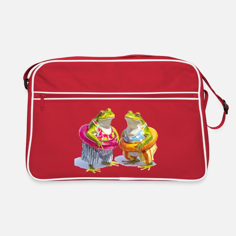 Happy frog buddies in summer Retro Bag