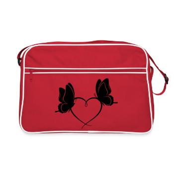 Butterflies Heart – Love & Freedom Design - Retro Bag - red/white - Front
