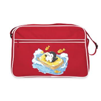 Capitaine Pingouin sur la planche de surf orange - Sac Retro - rouge/blanc - Devant