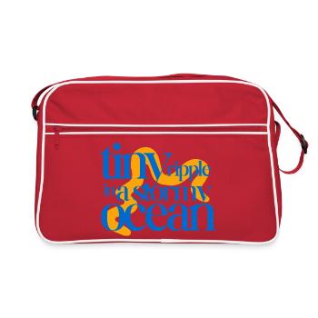 Une petite ondulation dans un océan orageux (fond orange) - Sac Retro - rouge/blanc - Devant