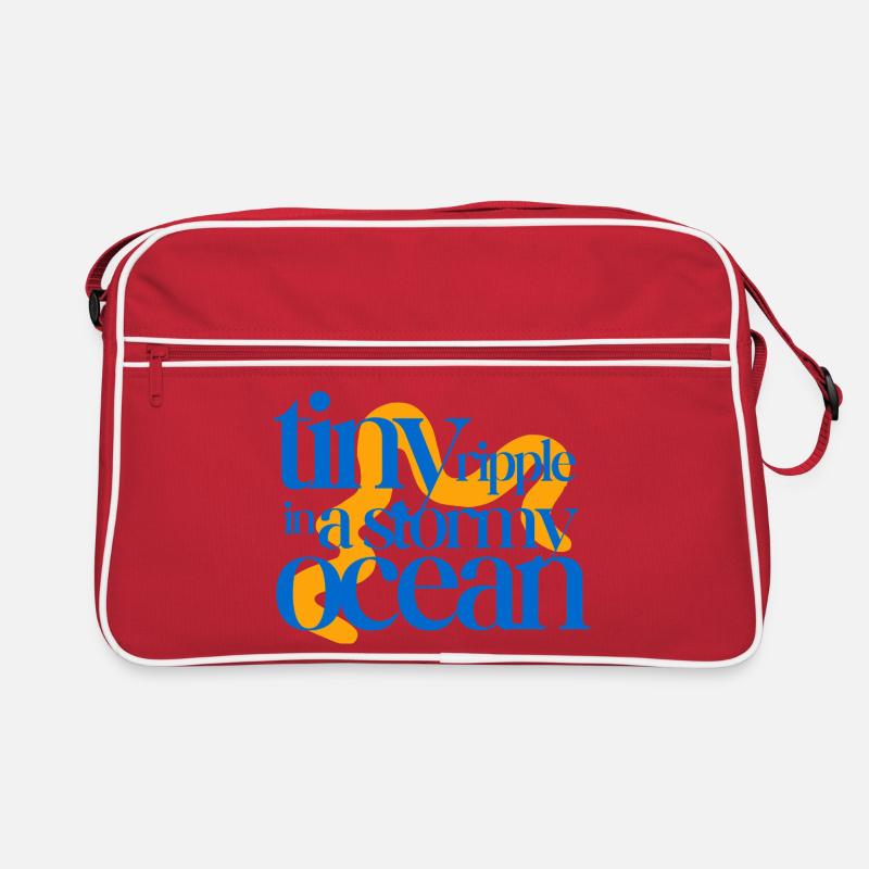Tiny ripple in a stormy ocean (orange background) - Retro Bag - red/white