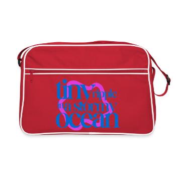 Une petite ondulation dans un océan orageux (fond rose) - Sac Retro - rouge/blanc - Devant