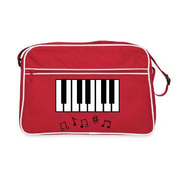Klaviertasten_und_Notenzeichen - Retro Tasche - Rot/Weiß - Vorne