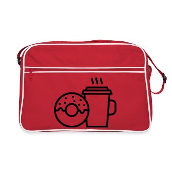 Donut et tasse de café - Sac Retro - rouge/blanc - Devant