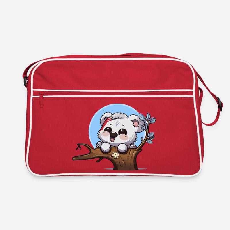 Little Panda on Branch with Clock Retro Bag