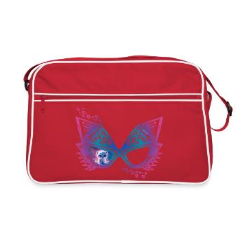 Des lunettes pour chat avec un léopard des neiges espiègle - Sac Retro - rouge/blanc - Devant