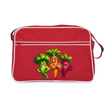 Équipe de légumes solides – brocoli, carotte et betterave - Sac Retro - rouge/blanc - Devant