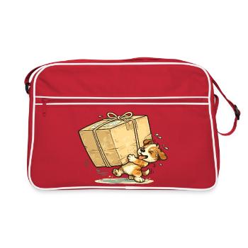 Heureux chien de transport de colis - Sac Retro - rouge/blanc - Devant