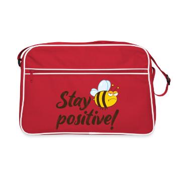 Stay Positive Grumpy Bee Humor Outfit - Retro Tasche - Rot/Weiß - Vorne