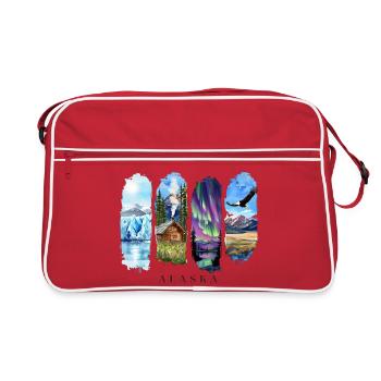 Voyage de vacances en Alaska – Motif de la nature sauvage et des aurores boréales - Sac Retro - rouge/blanc - Devant