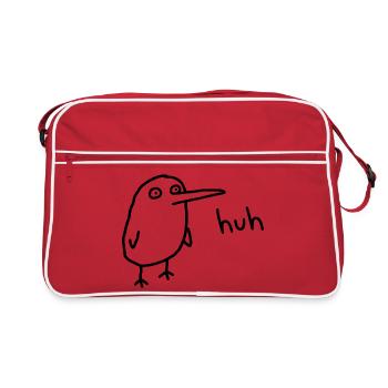 Huh Funny Confused Derpy Bird - Retro Bag - red/white - Front