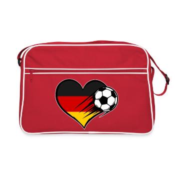 Germany Flag Football with Heart - Retro Bag - red/white - Front