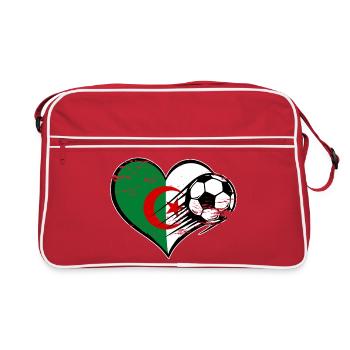 Algerien Flagge Fußball mit Herz - Retro Tasche - Rot/Weiß - Vorne