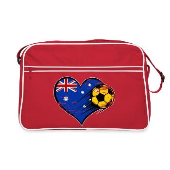Football drapeau australien avec le cœur utilisé - Sac Retro - rouge/blanc - Devant