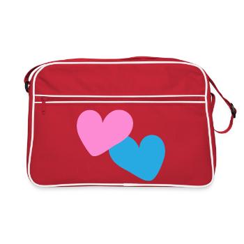 Connected Hearts Blue Pink - Retro Bag - red/white - Front