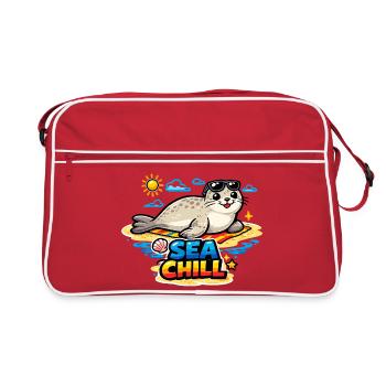 Sea Chill Seal on the Beach - Retro Bag - red/white - Front