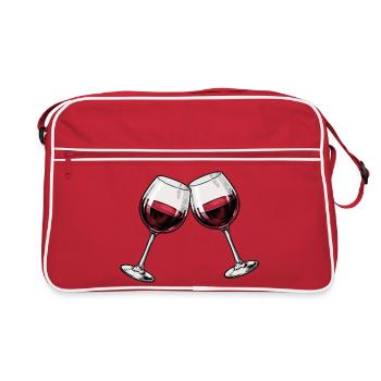 Zweiklang der Weingläser - Retro Tasche - Rot/Weiß - Vorne