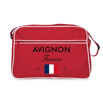 Avignon France coordinates travel souvenir - Retro Bag - red/white - Front