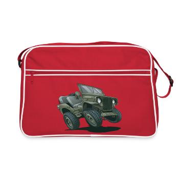 Dessin animé Willys MB sur véhicule tout-terrain | RCCX - Sac Retro - rouge/blanc - Devant