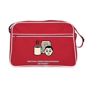 Meeting-Überlebens-Tasse - Retro Tasche - Rot/Weiß - Vorne