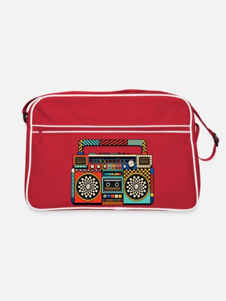 Retro Boombox – 80er Jahre Ghettoblaster - Retro Tasche - Rot/Weiß