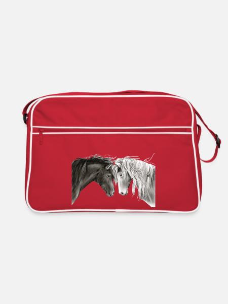 Pferdefreundschaft - Retro Tasche - Rot/Weiß