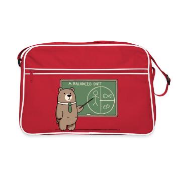 Eine ausgewogene Ernährung für Bären - Retro Tasche - Rot/Weiß - Vorne