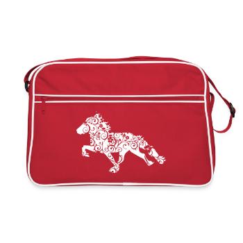 Isländische Blume - Islandpferd - Tölt - Retro Tasche - Rot/Weiß - Vorne